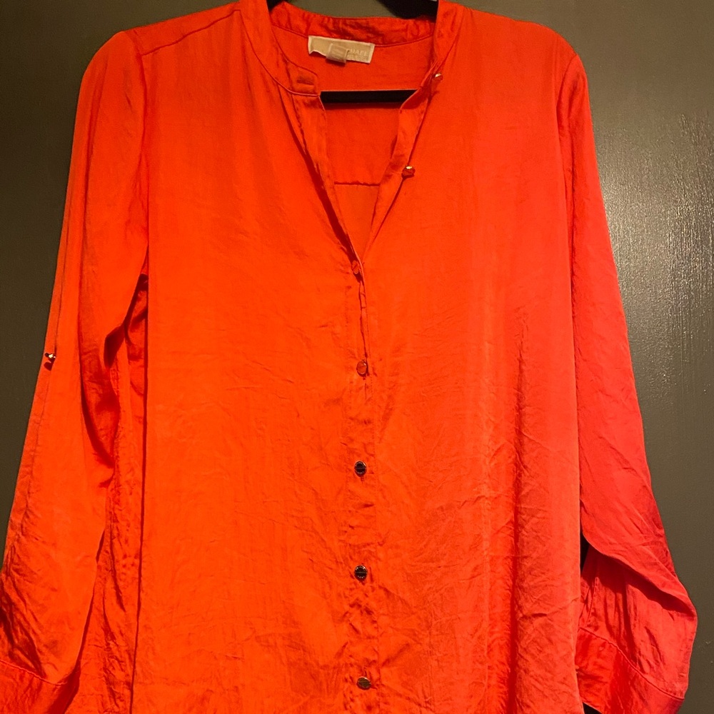 Michael Kors Button-up Orange Shirt Size Medium